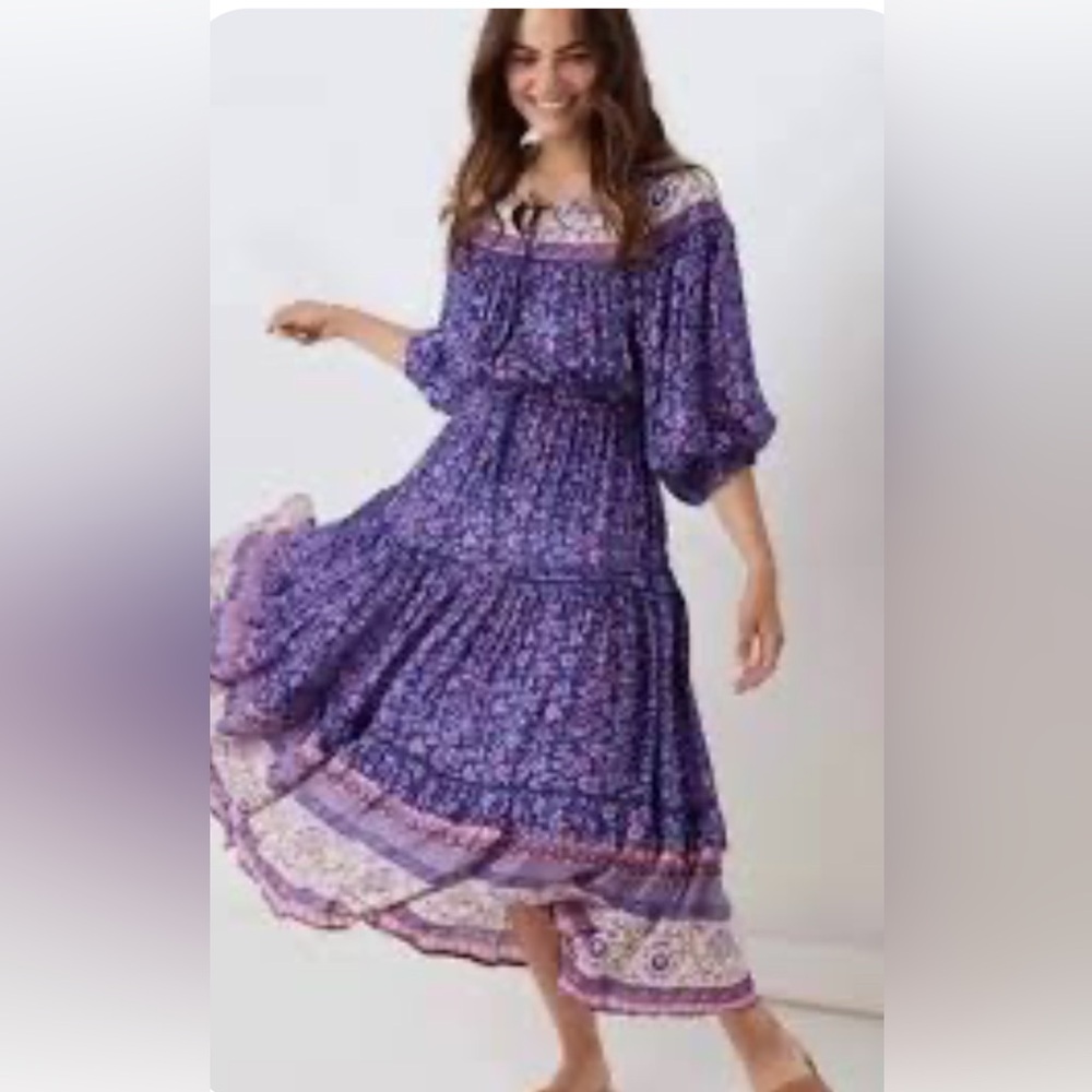 Spell  Vintage Dahlia Braveheart Purple and Pink Floral Maxi Dress